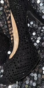 GIANNI BINI BLACK SPARKLE PEEP TOE HIGH HEEL SHOE